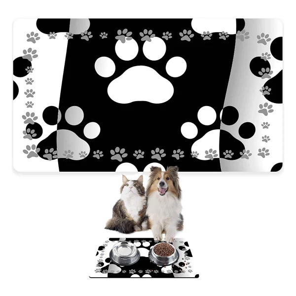 Monnhein Mama ve Su Evcil Hayvan Beslenme Matı, Kolay Temizlenen Emici Su Geçirmez Kumaş, Küçük Orta Boy ve Büyük Kedi ve Köpekler için Dayanıklı Köpek Kedi Paspas (40x60, Renkli Köpekler) - Görsel 10