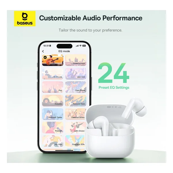 Baseus Bass Bp1 Nc TWS Beyaz Kulak İçi Bluetooth Kulaklık - Görsel 6