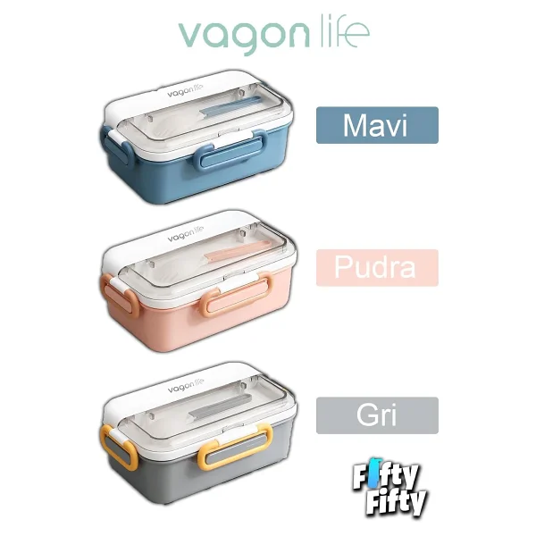 Vagonlife Tek Kat Çift Bölme Bento Lunch Box Ofis-Okul İçin Yeni Nesil Sefer Tası Paslanmaz Çelik 588 - Görsel 8