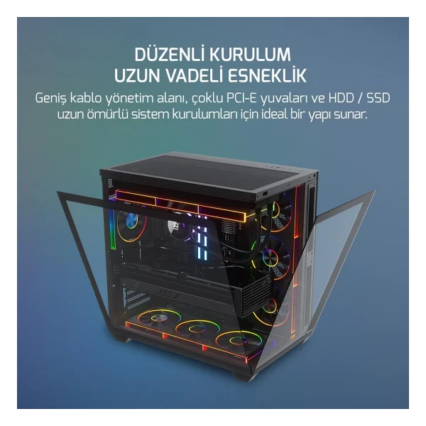 GamePower Warcry Ravora 7xARGB Fan 750W 80+ Bronze Micro-ATX Gaming (Oyuncu) Kasa - Görsel 2