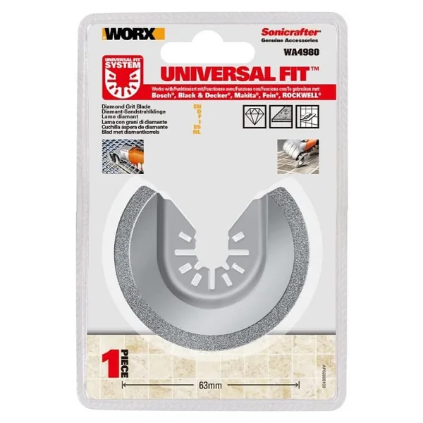 Worx Wa4980 Çok Amaçlı Raspalama Makinası İçin 63mm 180fayans Derz Arası Universal Temizleme/Kesme Elmas Bıçağı - Görsel 4