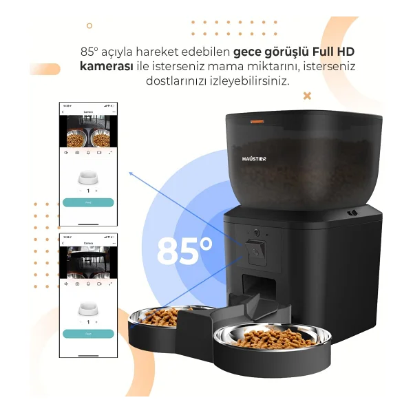 Haustier Qq029-Dual 4 Lt Kameralı Akıllı Otomatik Mama Kabı - Görsel 5