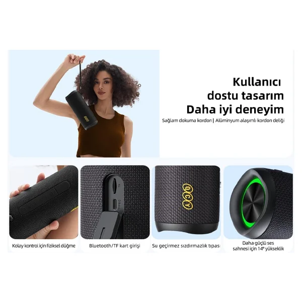 Qcy Sp7 Kırmızı RGB Bluetooth Hoparlör - Görsel 8