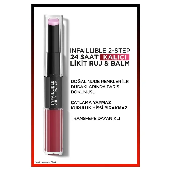L'oreal Paris Infaillible 2-Step 24 Saat Kalıcı 302 Rose Eternite Likit Ruj - Görsel 2