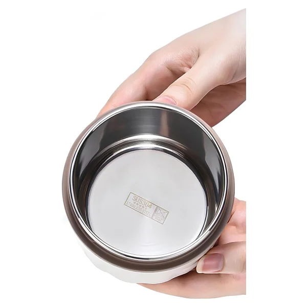 304 Çelik Bej 500 Ml Yemek Mama Saklama Kabı Cin565 - Görsel 5