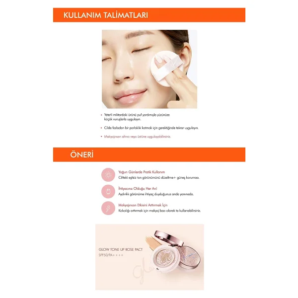 Missha Glow Tone Up Rose Pact Ton Eşitşeyici Spf 50 Pa++Krem Kapatıcı - Görsel 6