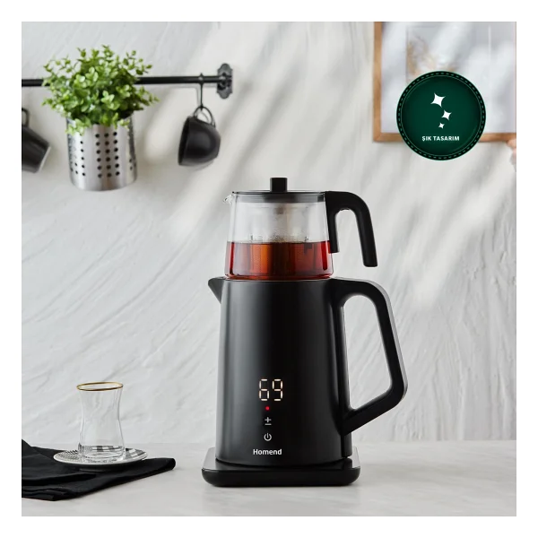 Homend Royaltea Cooltouch 1798h Siyah 1850 W Konuşan Çelik Çay Makinesi - Görsel 3