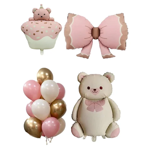 Baby Shower Retro Ayıcık Temalı Kız Bebek Kutlama Seti - Görsel 2