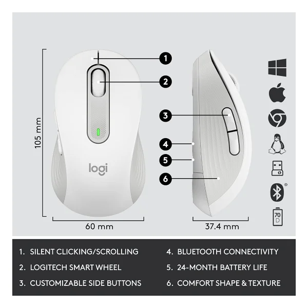 Logitech Signature Mk650 920-011028 Beyaz Kablosuz Klavye Mouse Seti - Görsel 3