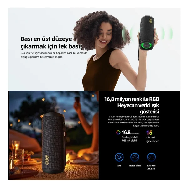 Qcy Sp7 Kırmızı RGB Bluetooth Hoparlör - Görsel 4