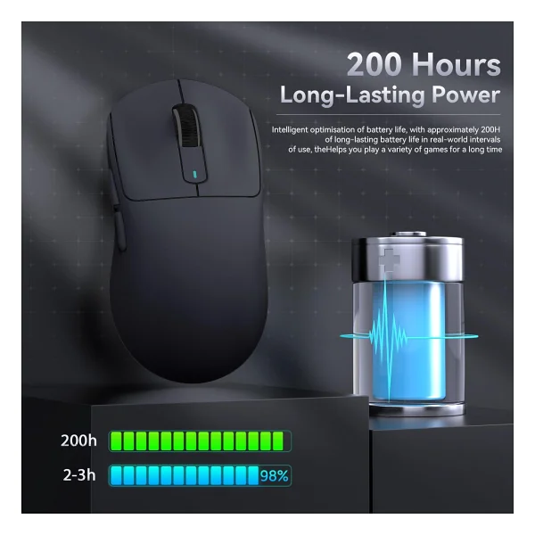 Attack Shark X3 Siyah Şarjlı Makrolu Optik Kablosuz Oyuncu Mouse - Görsel 8