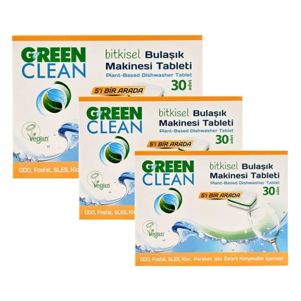 U Green Clean Bitkisel Bulaşık Makinesi Tableti 30'lu 3 Adet - Görsel 2