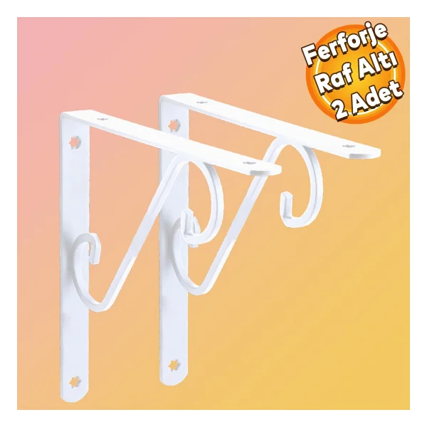 Badem10 Raf Altı Raf Tutucu Ayak Ferforje Beyaz 195 X 145 Mm 2 Adet - Görsel 2