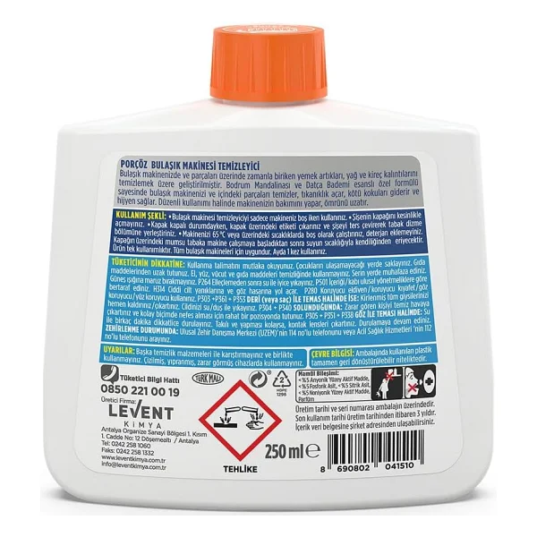 Porçöz Mandalina & Badem Sıvı Bulaşık Makinesi Temizleyici 250 Ml - Görsel 2