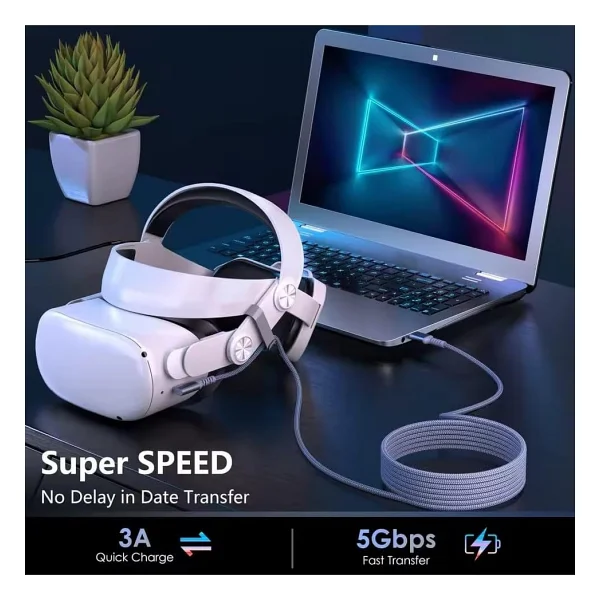 Daytona Vr5 Usb3.2 Oculus Quest 3/2/1 Pico 4 Aksesuarları Ve PC/Steam Vr, 5gbps Yüksek Hızlı PC Veri Aktarımı, Vr Kulaklık, Oyun Bilgisayarı, Sanal Gerçeklik Gözlüğü Uyumlu 5 Metre - Görsel 5