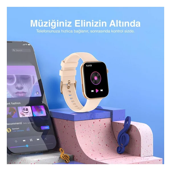 Inteya Hiwatch Neo Pembe Altın Akıllı Saat - Görsel 8
