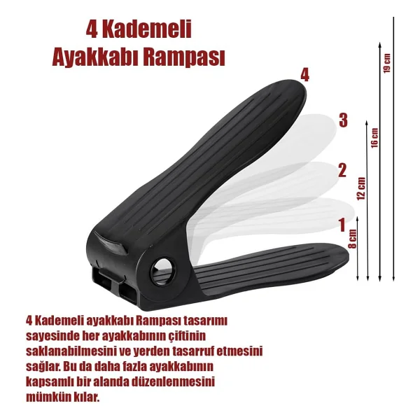 Porsima Org -201 10 Lu Ayakkabi Rampasi Ayakkabi Duzenleyici Dolap Ici Organizer- Siyah - Görsel 4