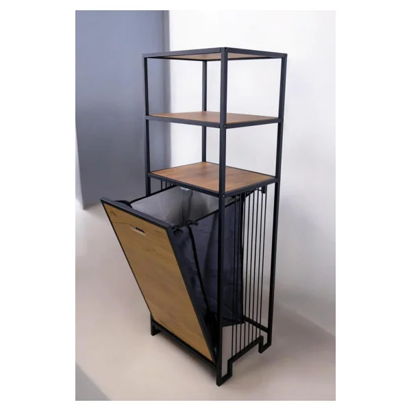Digithome Metal Kirli Sepetli 4 Raflı Çok Amaçlı Banyo Düzenleyici Raf Organizer Siyah/beyaz - Mrs-014 c1-1-369 - Görsel 4