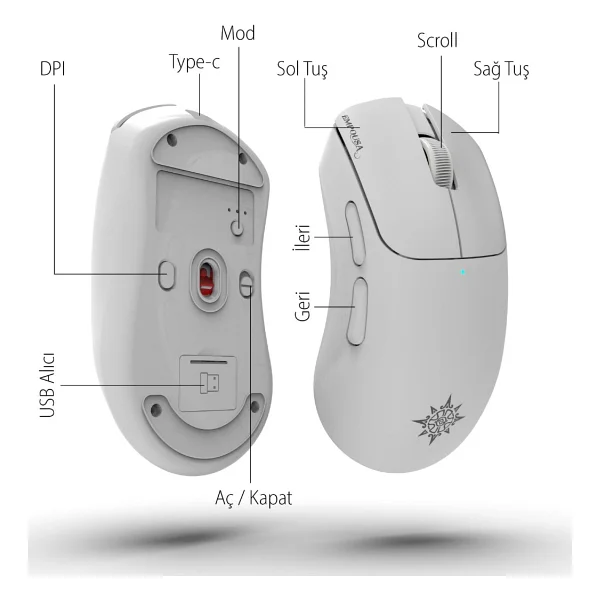 Inca Empousa Img-329mx RGB Şarjlı Kablolu/Kablosuz Lazer Oyuncu Mouse - Görsel 7