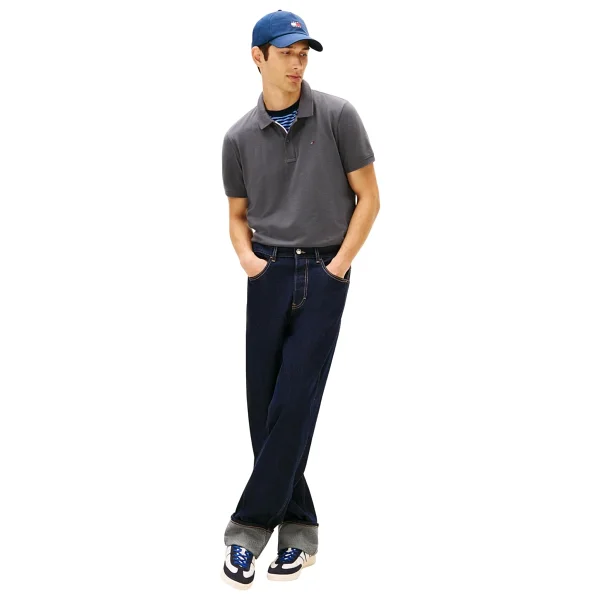 TOMMY HILFIGER TJM SLIM PLACKET POLO EXT Erkek T-shirt, Washed Black, L - Görsel 5