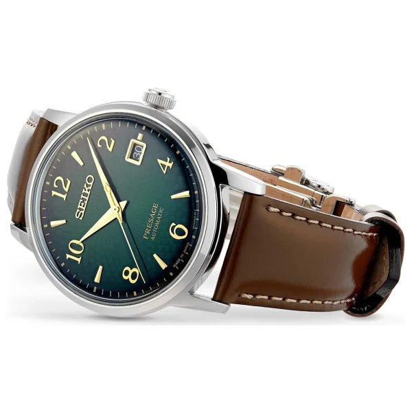 Seiko Presage Cocktail Time Srpe45 Deri Kordon Kahverengi-Yeşil Erkek Kol Saati - Görsel 2