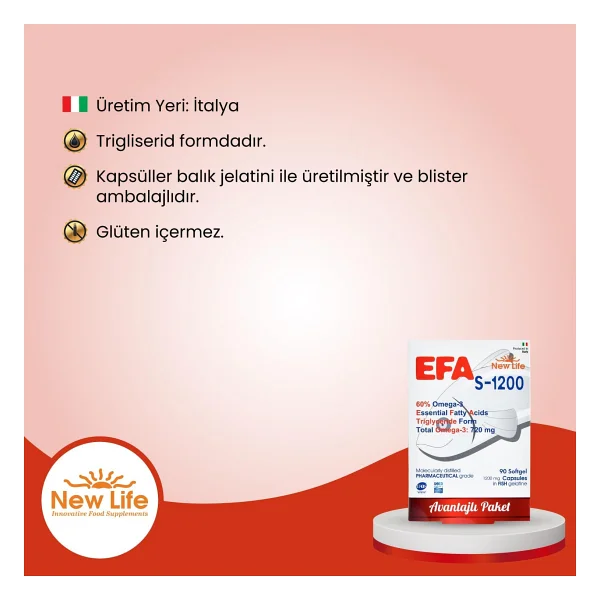 New Life Efa S-1200 Omega 3 Balık Yağı 90 Kapsül - Görsel 7