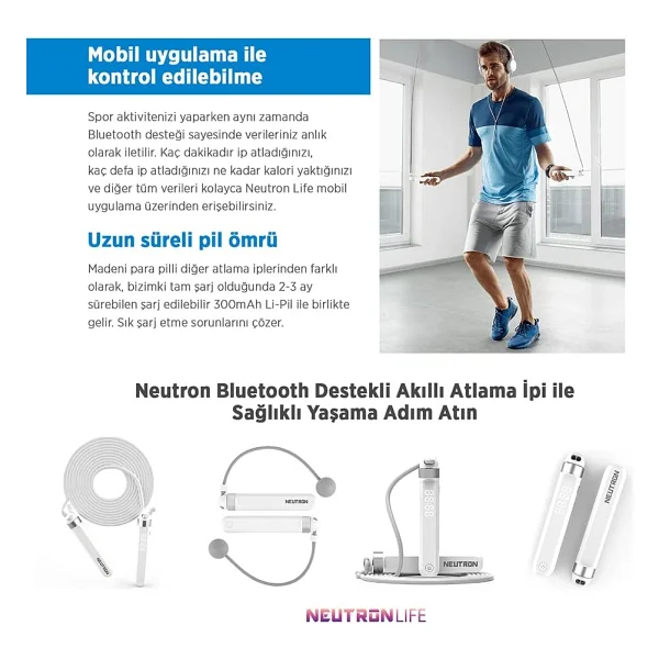 Neutron Ayarlanabilir Akıllı Bluetooth Atlama İpi - Görsel 5