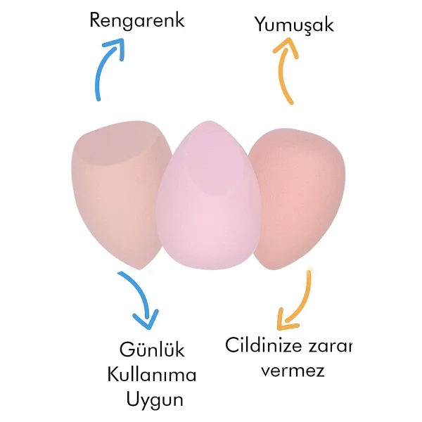 MUJGAN 3'lü Standlı Makyaj Süngeri Seti Pembe - Görsel 2