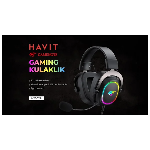 Havit Gamenote H2002p RGB 7.1 USB Kablolu Kulak Üstü Oyuncu Kulaklığı - Görsel 9