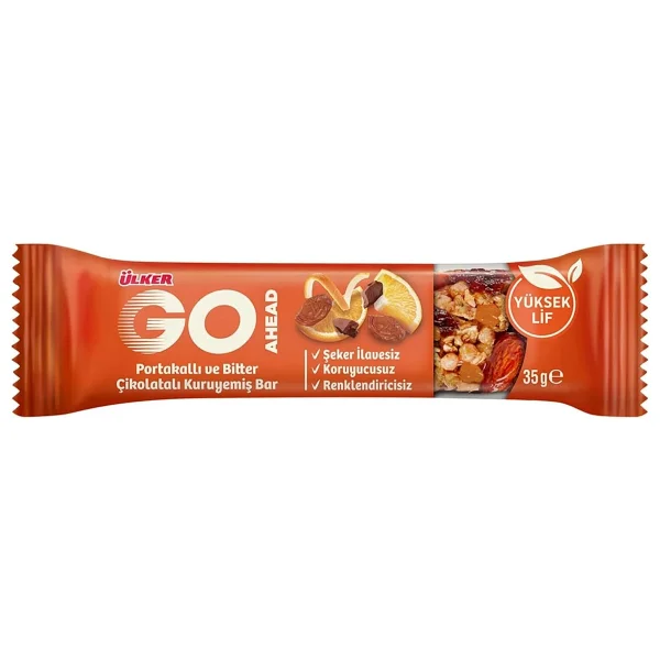 Ülker Go Ahead Portakallı ve Bitter Çikolatalı Kuruyemiş Bar 35 gr