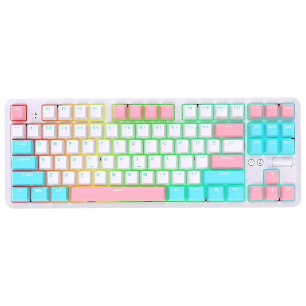 Ajazz K870t Pro Beyaz RGB Tkl Red Switch Kablolu/Kablosuz Mekanik Oyuncu Klavyesi - Görsel 10