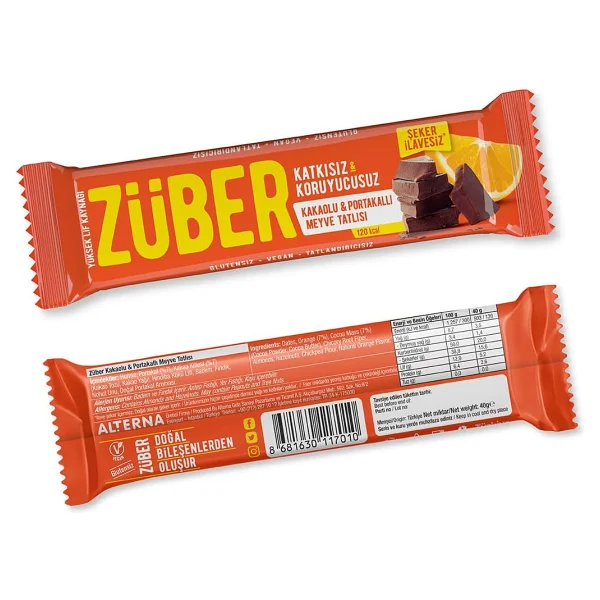 Züber Kakaolu ve Portakallı Meyve Bar 40g x 12 Adet - Görsel 8