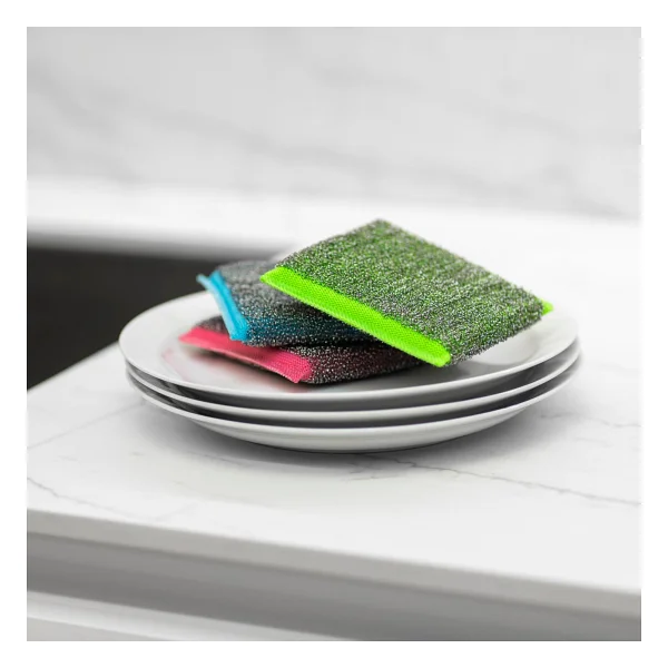 Vileda Glitzi 3'lü Power Inox Colors Bulaşık Süngeri - Görsel 3