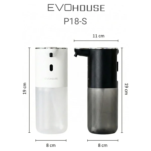 Evo House Otomatik Sensörlü Köpük Sıvı Sabunluk - Şarjlı- Dijital LED Ekran - Duvara Monte - P18s Model (Beyaz) - Görsel 9