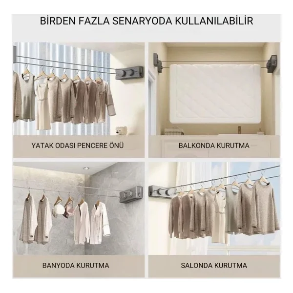 Coofbe 40kg Taşıma Kapasiteli Çelik Çamaşır Asma Ipi Makinası Çamaşır Kurutma Ipi Çamaşır Askılığı - Görsel 5