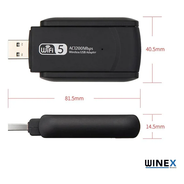 Winex Wifi5 Ac1300mbps 2.4g+5g Wi-Fi Dongle USB 3.0 Adaptör - Görsel 3