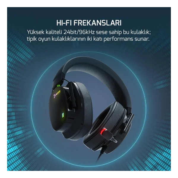 Gamepower Kai Titanium RGB 7.1 USB Kablolu Kulak Üstü Oyuncu Kulaklığı - Görsel 4