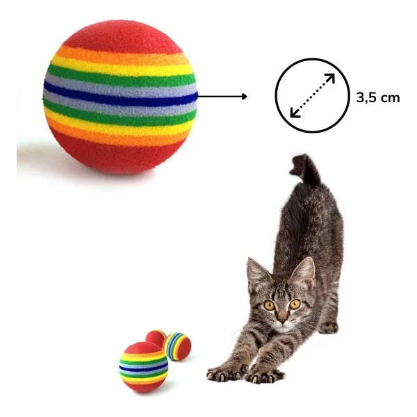 Buffer Gökkuşağı Sünger 3'lü 4.2 Cm Kedi Köpek Çiğneme Oyun Topu - Görsel 5