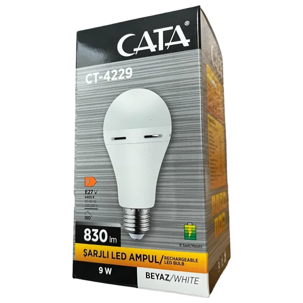 Cata Ct-4229 Beyaz Işık 9 W E27 Şarjlı LED Ampul - Görsel 2
