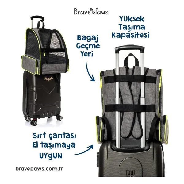 Brave Paws Kedi Köpek Çantası Yıkanabilir Ve Hava Alan Piramit Model - Görsel 3