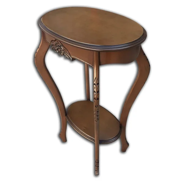 Fiskos Çiçeklik 12568 Oyma Oval Model Kayın Ayak Parlak Ceviz Mdf Tabla El Yapım - Görsel 3
