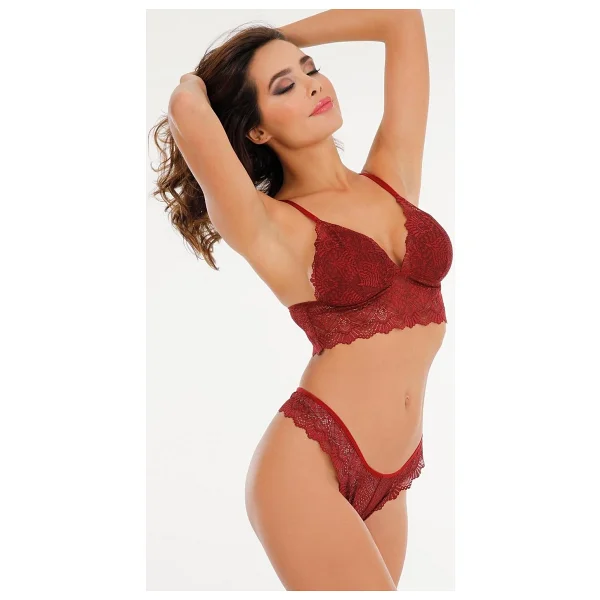 Sensu Kadın Dantelli Bralet Kapsız Iç Çamaşır Takımı - Bra2024,Bordo Xl - Görsel 2