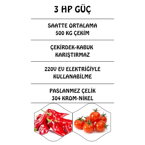Yeşil SM500 220 W Salça Makinesi - Görsel 2