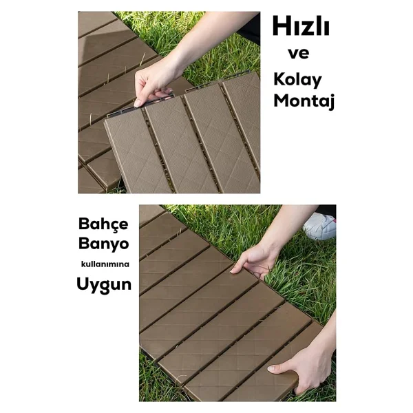 Porsima 1177 Bahçe Balkon Teras Banyo Paspası 36lı Zemin Karosu Latte - Görsel 9