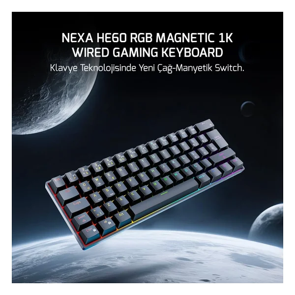 Gamepower Nexa He60 1k RGB Tkl Magnetic Switch Kablolu Oyuncu Klavyesi - Görsel 3