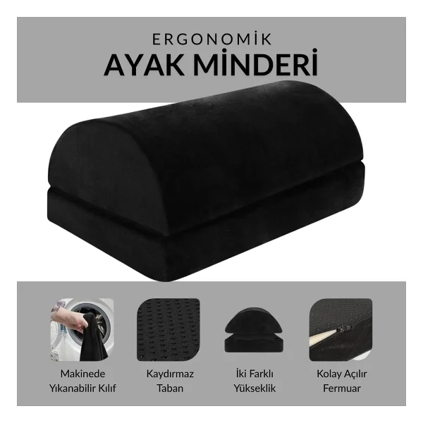 Klasse Ergonomik Visco Ayak Minderi, Oyun Koltuğu Ve Ofis Koltuğu İçin Anti Alerjen Ayak Yastığı, Ayak Koyma Yeri Taburesi, Çok Amaçlı Rahatlatıcı Yarım Silindir İki Parça Masa Altı Ayak Desteği - Görsel 2