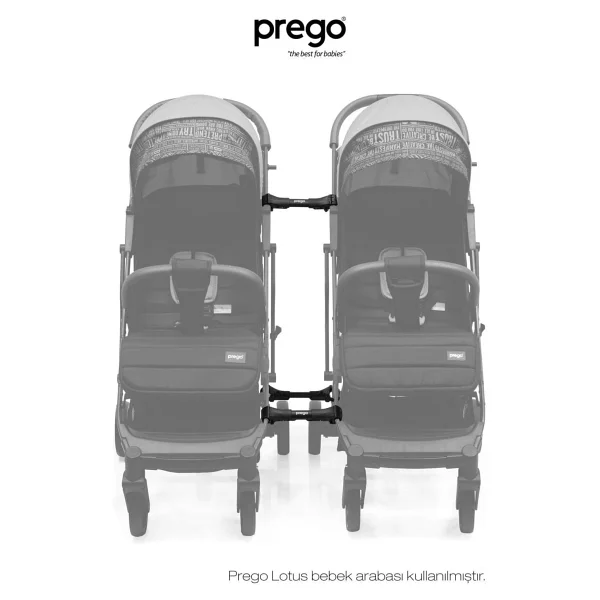 Prego Universal Ikiz Bebek Arabası Bağlantı Aparatı (Tüm Bebek Arabalarıyla Uyumlu) - Siyah - Görsel 4