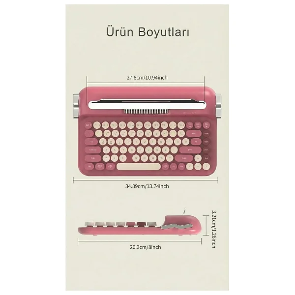 Ajazz AF84 TKL Kırmızı Kablosuz Klavye - Görsel 4
