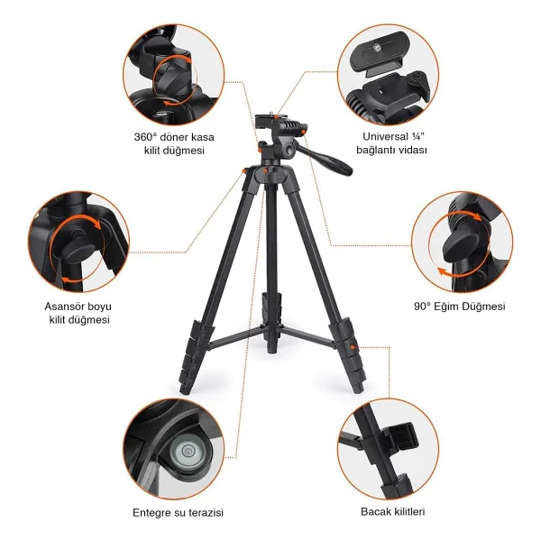 Kobb Kbl16t 160 Cm Su Terazili Profesyonel Alüminyum Lazer Tripod - Görsel 6