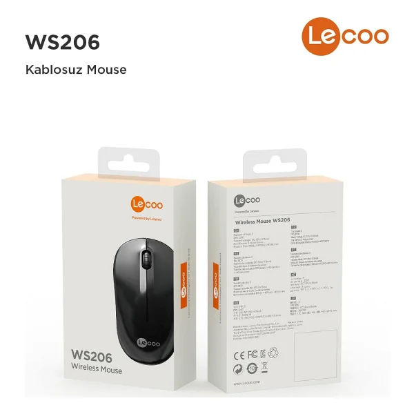 Lenovo Lecoo Ws206 Siyah Ergonomik Optik Kablosuz Mouse - Görsel 10